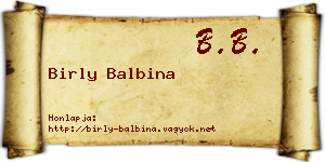 Birly Balbina névjegykártya