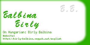 balbina birly business card